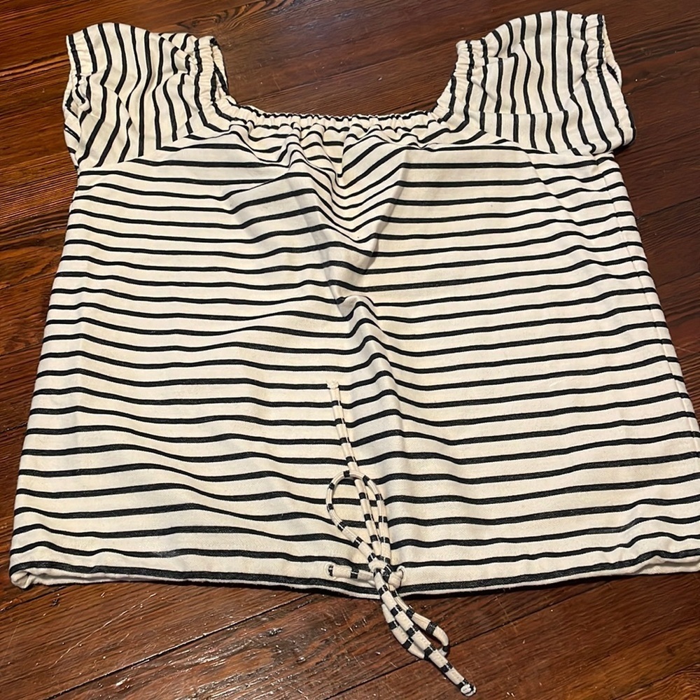 Madewell Women’s Black and White Striped Shirt Size M